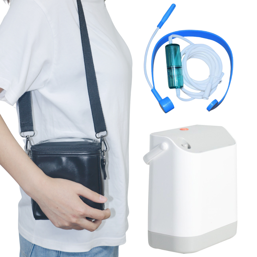 HACENOR Used Lightweight Small Portable 1.5L Fixed Continuous Flow Oxygen  Concentrator Low Noise With Long-time Working 4 Hours Internal Battery 