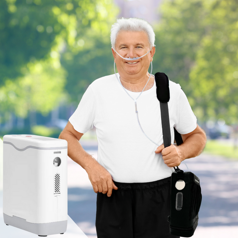 HACENOR 1-5L Adjustable Continuous Flow Battery Oxygen Concentrator With Timer Function - HCN-5B