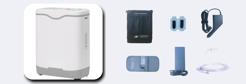 HACENOR 1-5L Adjustable Continuous Flow Battery Oxygen Concentrator With Voice Function - HCN-5B