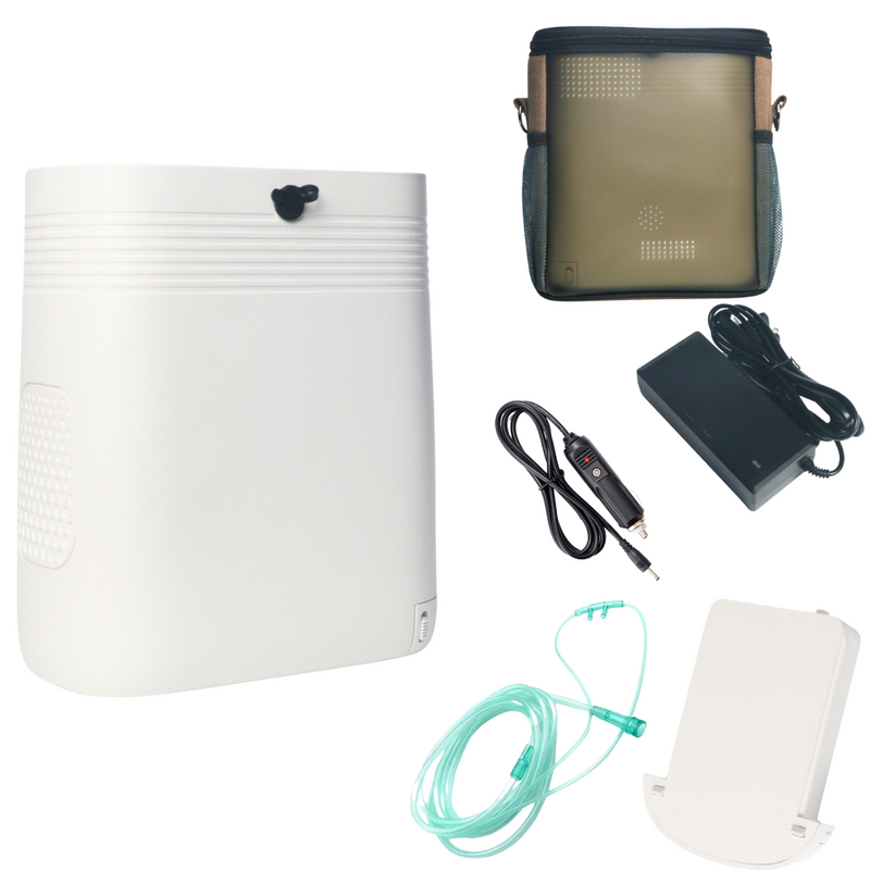 HACENOR Small 1-5L Adjustable Continuous Flow Portable Oxygen Concentrator With 2.5 Hours Battery For Travel Use 1001S