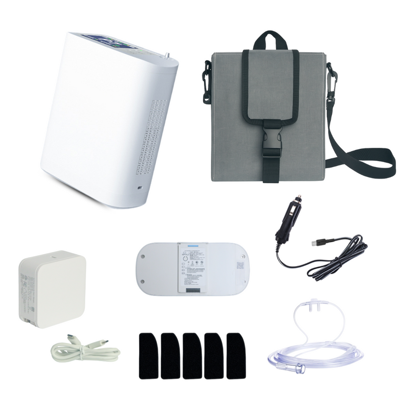 HACENOR Small 7L Portable Battery Oxygen Concentrator Two Flow Modes Low Noise Work All Night Continuously POC-07
