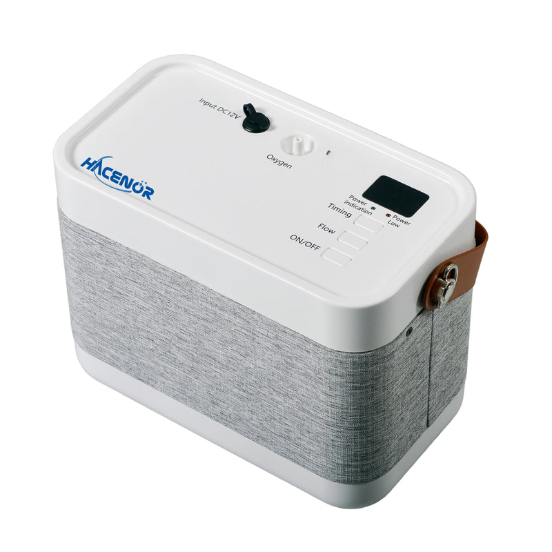 HACENOR Low Noise 90% Purity Small Portable 1-3L Continuous Flow Oxygen Concentrator With 4.5 Hours Battery 1001BX