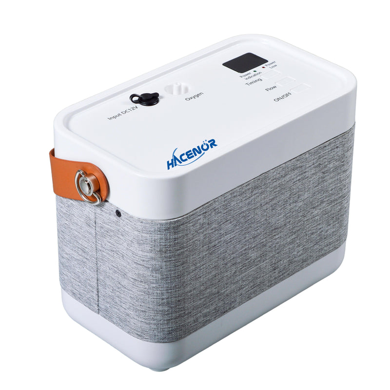 HACENOR Small Low Noise 1-3L Continuous Flow Portable Oxygen Concentrator 90% High Purity With Long-time Battery
