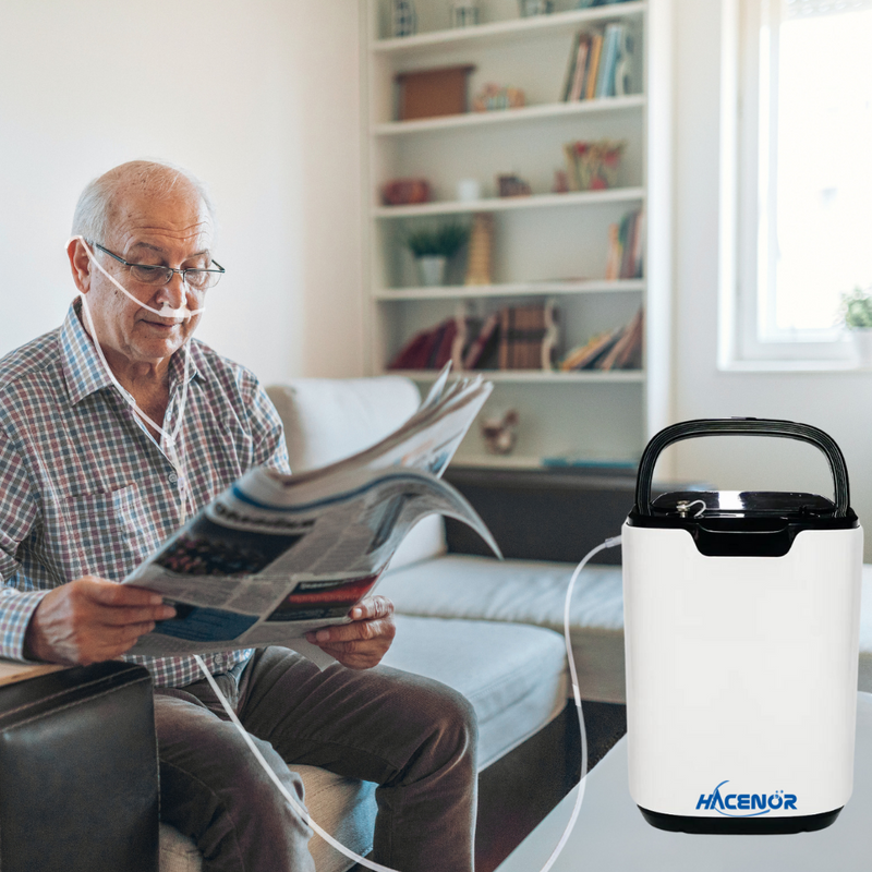 HACENOR 1-9L Adjustable Continuous Flow Oxygen Concentrator 2-in-1 With Atomization Function - HOC-02