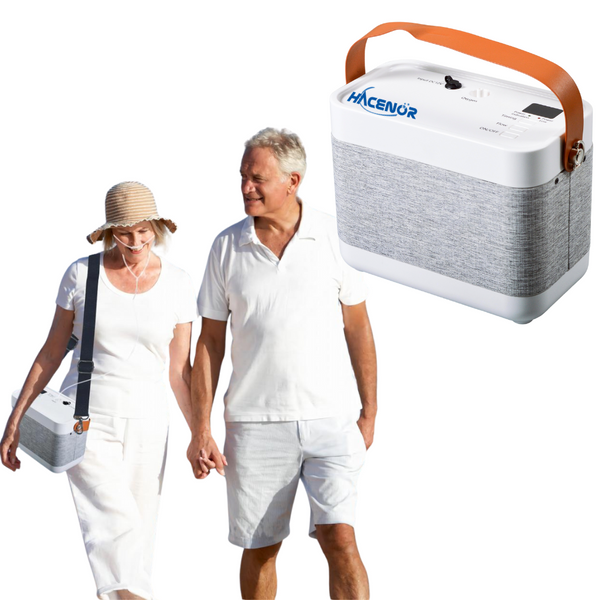 HACENOR Used 3L Continous Flow 90% High Purity Portable Oxygen Concentrator 24/7 Continuously Work With 4.5 Hours Battery 1001BX