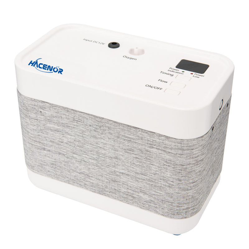 HACENOR Small Low Noise 1-3L Continuous Flow Portable Oxygen Concentrator 90% High Purity With Long-time Battery