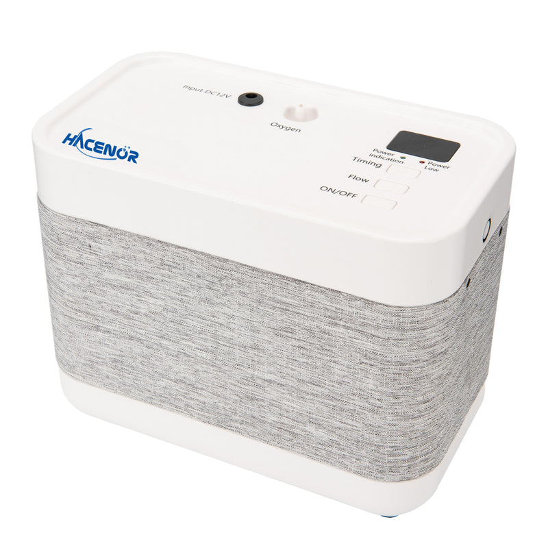 HACENOR Low Noise 90% Purity Small Portable 1-3L Continuous Flow Oxygen Concentrator With 4.5 Hours Battery 1001BX