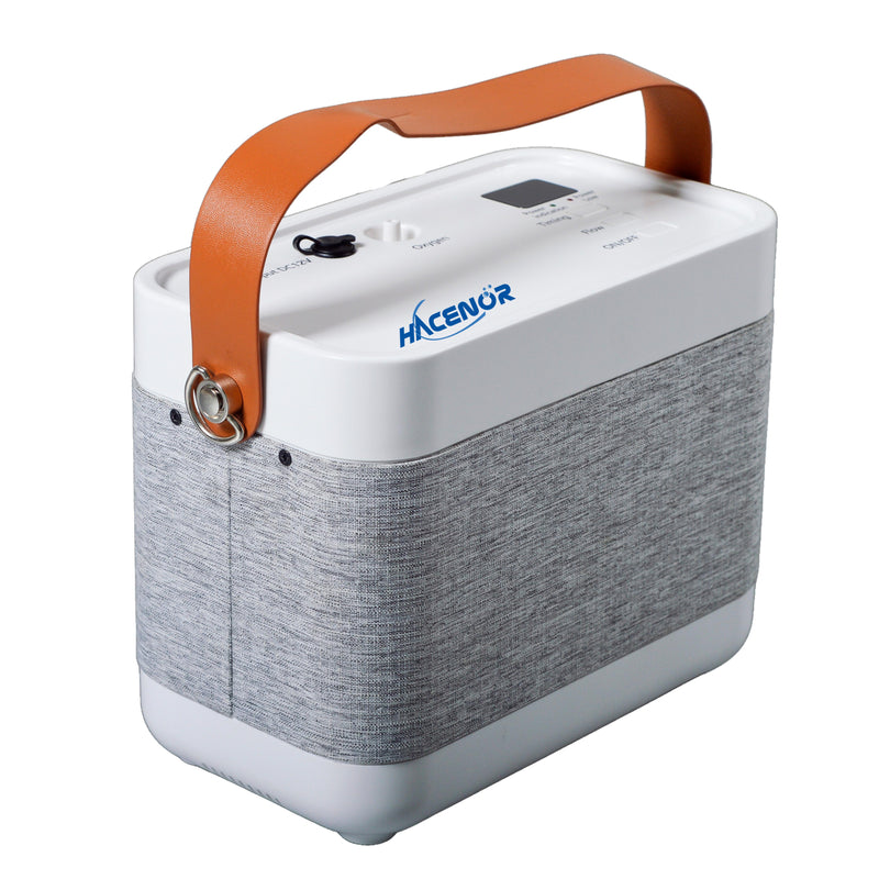 HACENOR Low Noise 90% Purity Small Portable 1-3L Continuous Flow Oxygen Concentrator With 4.5 Hours Battery 1001BX