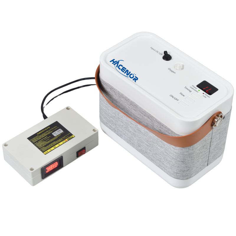 HACENOR 1-3L Portable Battery Oxygen Concentrator Continuously Work With Long-time Battery Low Noise 1001BX