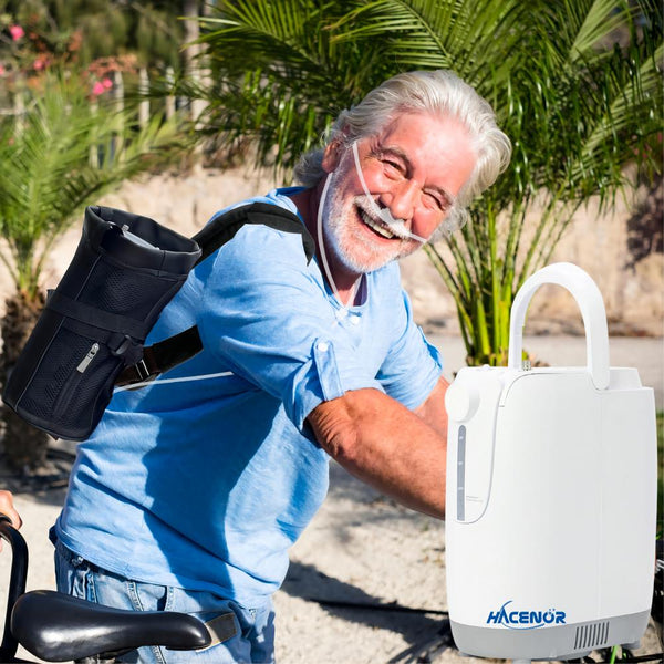 HACENOR 1-7L Adjustble Continuous Flow Portable Oxygen Concentrator With 2 Hours Battery For Travel Use DZ-1BCW