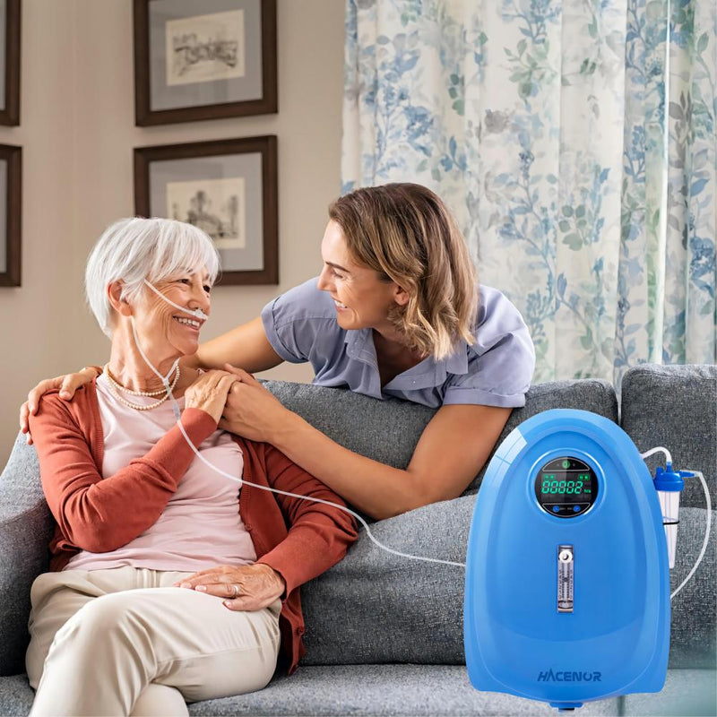 HACENOR Portable 3L Battery Oxygen Concentrator For Outside Use JQ-MINI-01&Home Use 1-5L Adjustable 93% Purity Continuous Flow Oxygen Concentrator POC-04