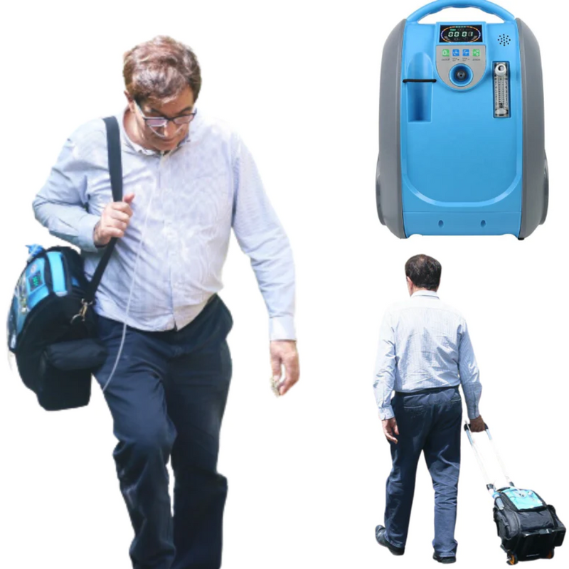 HACENOR Portable 1-5L Adjustable Continuous Flow Oxygen Concentrator With 2 Hours Battery  POC-05
