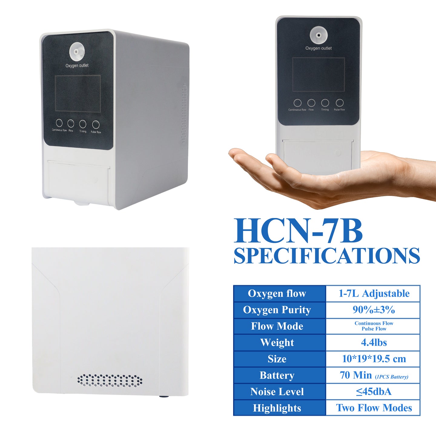 1-7L Adjustable Continuous Flow Portable Battery Oxygen Concentrator ...