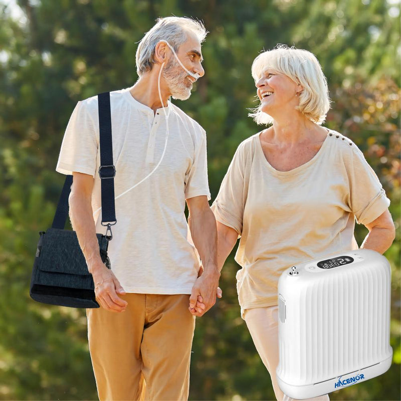 HACENOR Rechargeable 4 Hours Battery 5 Settings Pulse Flow Portable Oxygen Concentrator - OX-001