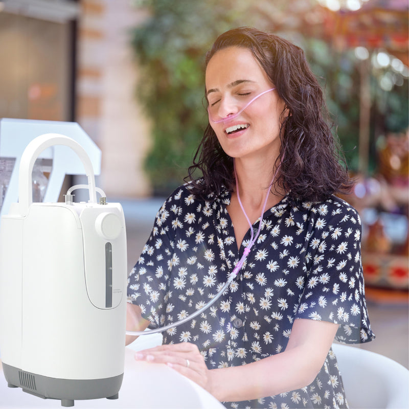 HACENOR Portable 1-7L Continuous Flow Oxygen Concentrator With 4 Hours Battery Travel Use Friendly DZ-1BCW